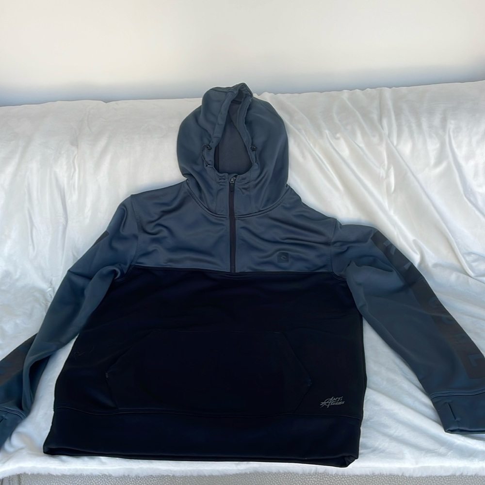 Rip Curl Men hoodie black bluish grey size M 1/4 zip front